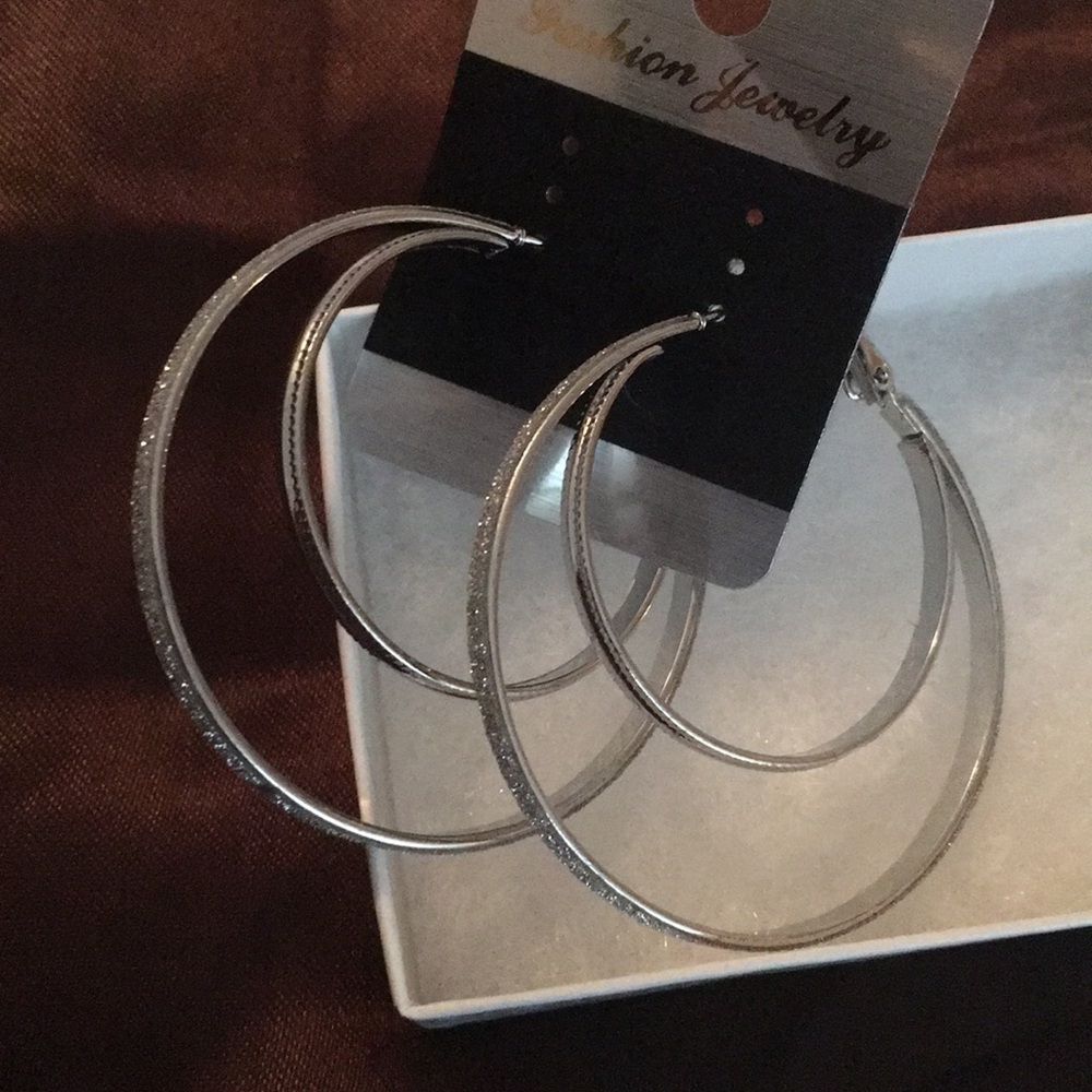 Silver Glitter Hoops